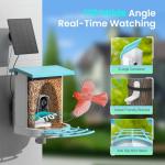 Smart Bird Feeder with Camera, 2K HD, Dual Granary, AI Identify 16,000+ Birds, Auto-Capture, Motion Detection, 5W Solar, 170° Wide View, Ideal Gift for Birds Lovers, Outdoor Bird Watching.