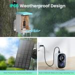 Smart Bird Feeder with Camera, 2K HD, Dual Granary, AI Identify 16,000+ Birds, Auto-Capture, Motion Detection, 5W Solar, 170° Wide View, Ideal Gift for Birds Lovers, Outdoor Bird Watching.