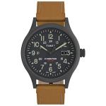 Timex Men's Expedition Scout Solar 40mm Watch – Gunmetal Case Gray Dial with Tan Genuine Leather Strap
