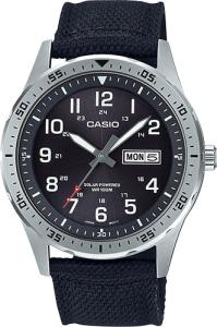 Casio MTP-S120L-1AV, Men's Watch, Black Nylon, Black Dial, Date, Solar Battery