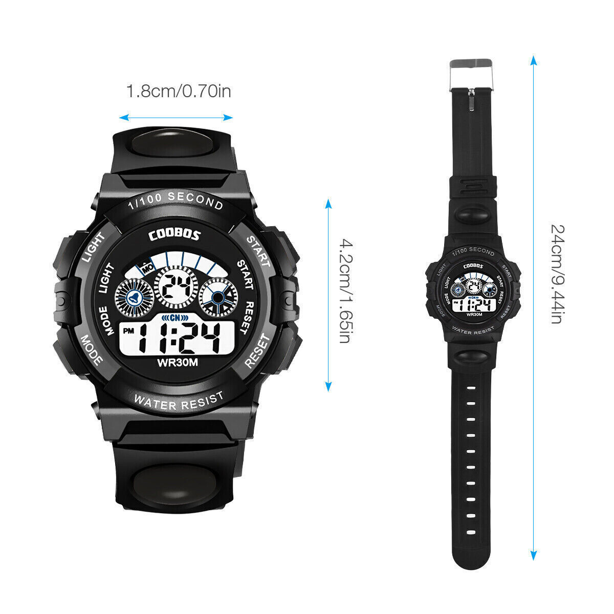 Men's Large Face LED Screen Sports Watch