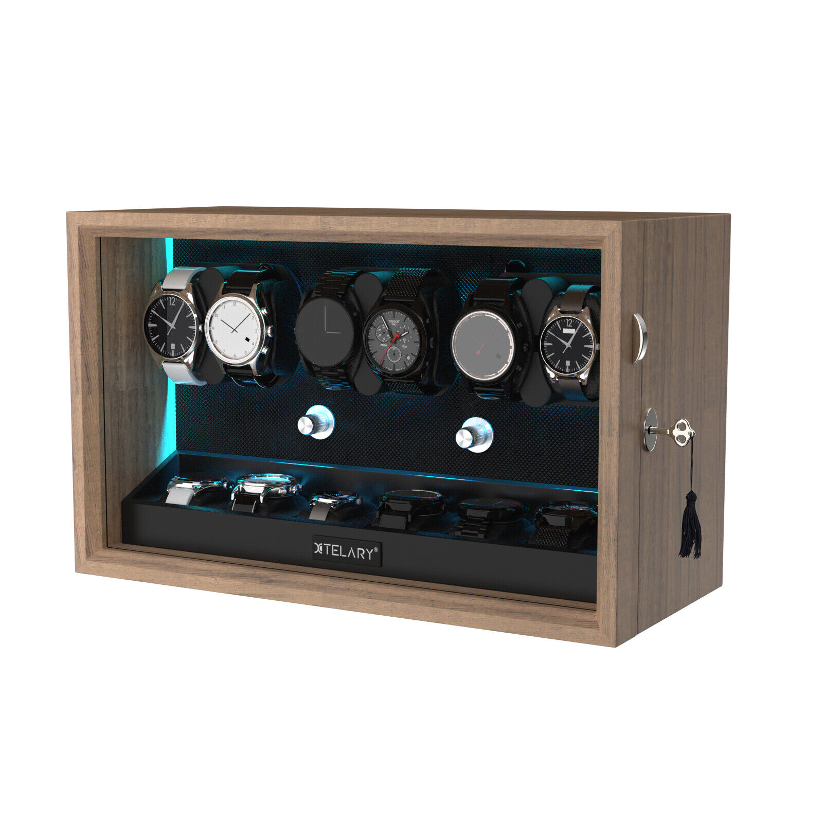 LED Automatic Watch Winders with 6 Storage Box