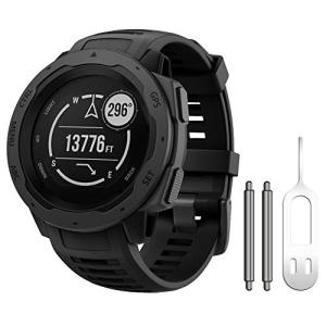 NotoCity for Garmin Instinct Band, Soft Silicone Replacement Watch Strap Compatible with Garmin Instinct 2/ Solar/Tactical(Black)