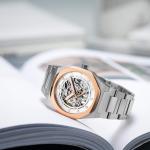 Thomas Earnshaw Drake Skeleton Automatic Silver Rose Gold Watch - Brand New