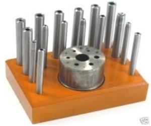 16Pcs Set of Staking Punches with 10 hole rivetting for Watch &Clock Repair Tool