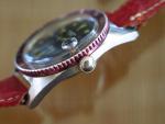Vintage Jumbo Swiss Pesag Automatic Dive Watch - "Ghost" Red Bezel & Serviced