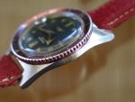 Vintage Jumbo Swiss Pesag Automatic Dive Watch - "Ghost" Red Bezel & Serviced
