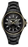 Seiko SNE506 Coutura Diamond Collection Solar Date Black Band & Dial Men's Watch