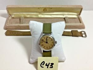 Vintage Glycine Bienne-Geneva 17 Jewel Military Mechanical Watch Box Running