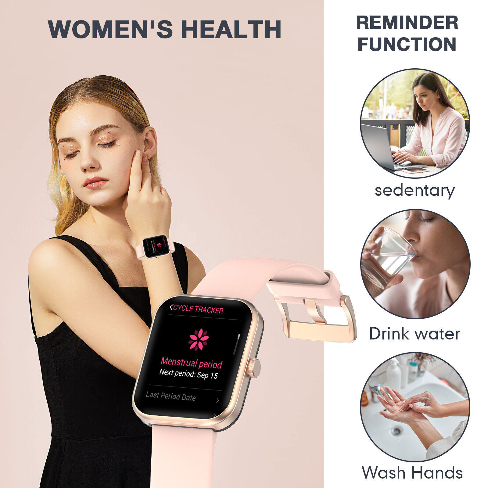 Smartwatch for Android and iOS - Women's Blood Pressure Monitor