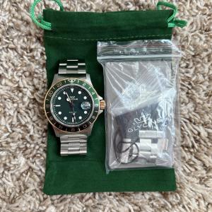 Glycine Combat Sub 42mm GL1058 Quartz Stainless Steel Mens Watch Green Rose Gold