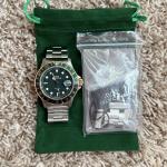 Glycine Combat Sub 42mm GL1058 Quartz Stainless Steel Mens Watch Green Rose Gold