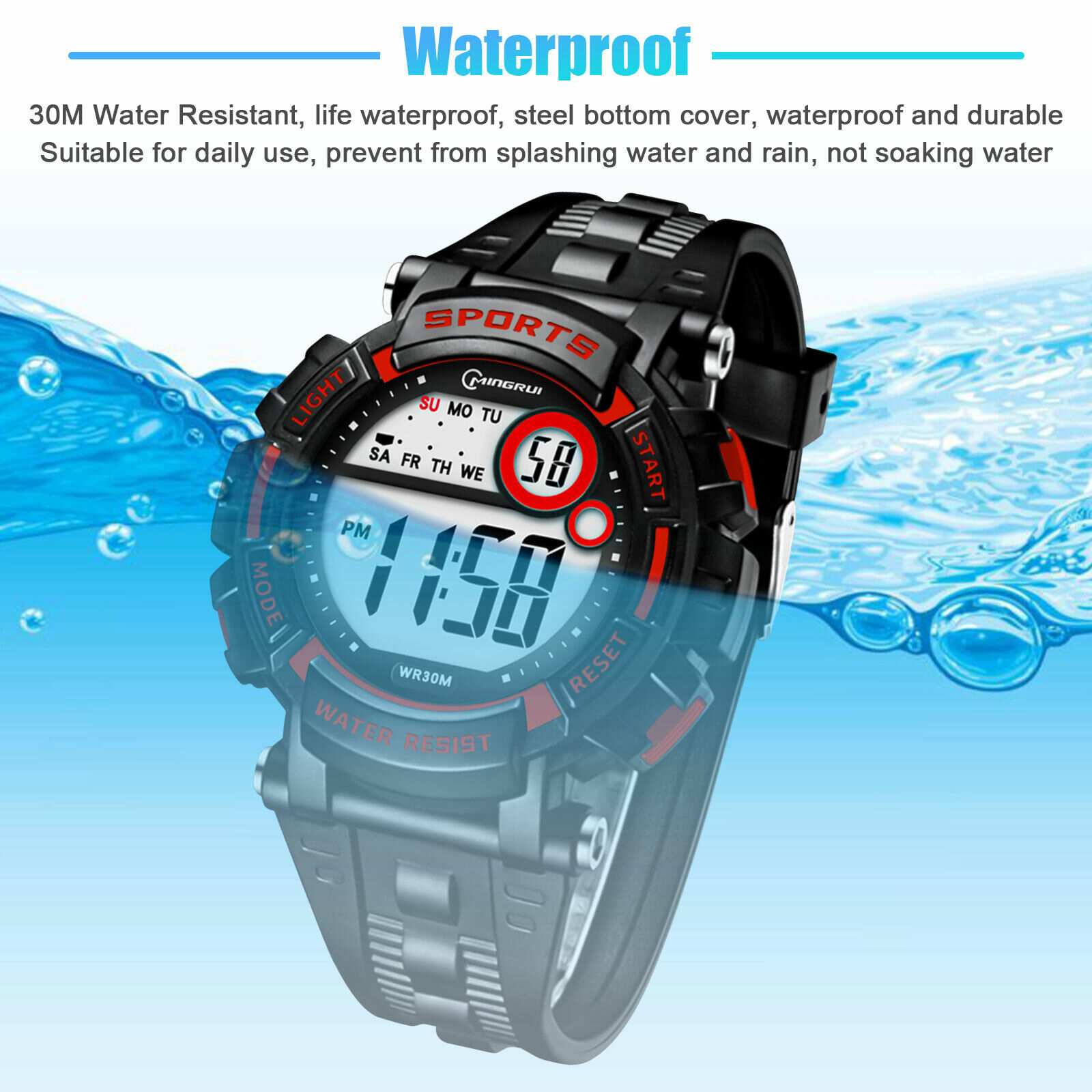Waterproof LED Sports Watch for Kids