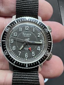 Vintage Sears Alarm Dive Watch. Runs but needs work.  Very clean.