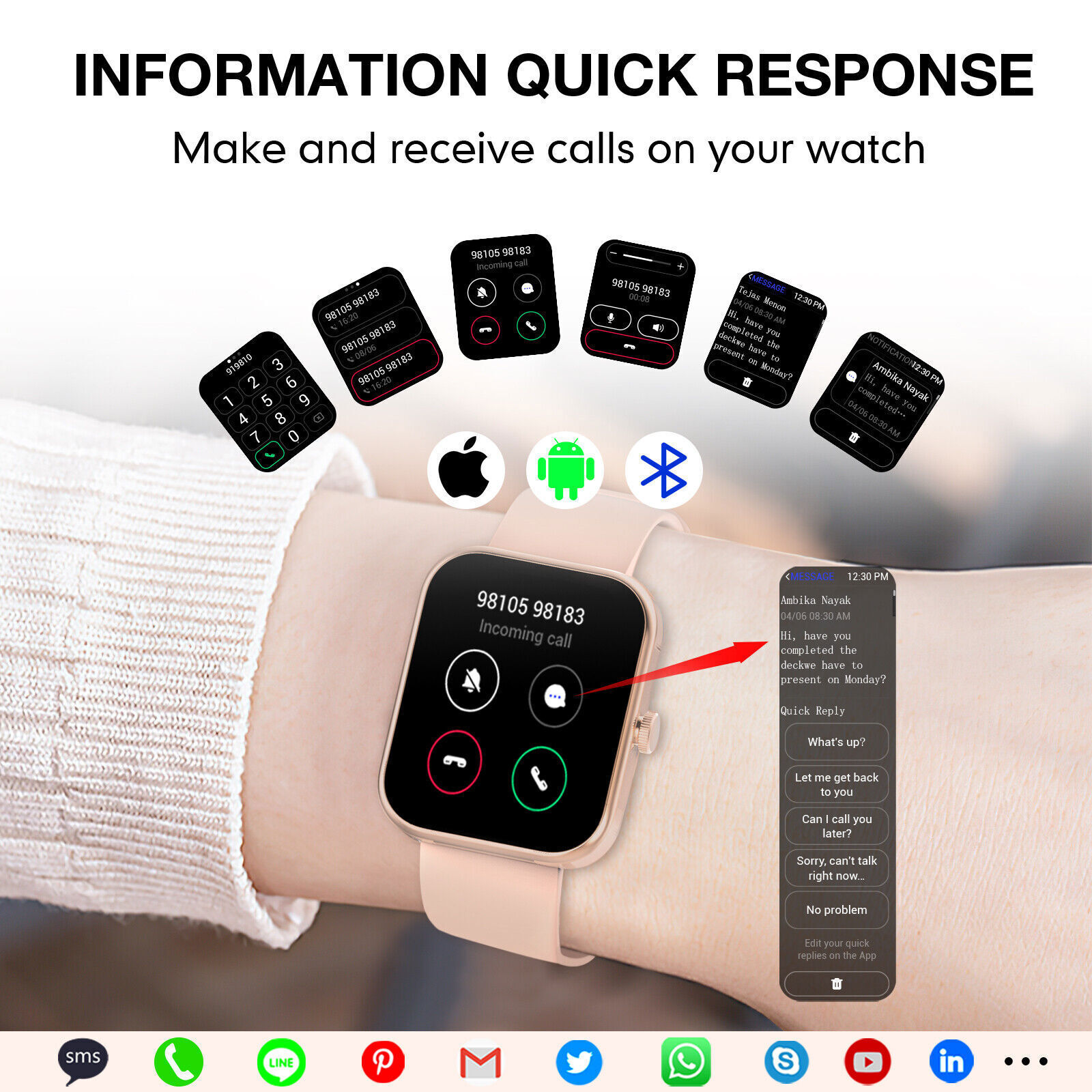 Smartwatch for Android and iOS - Women's Blood Pressure Monitor