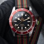 Tudor Heritage Black Bay STRAPS Black Dial Red Aluminum Bezel Automatic 41 Watch