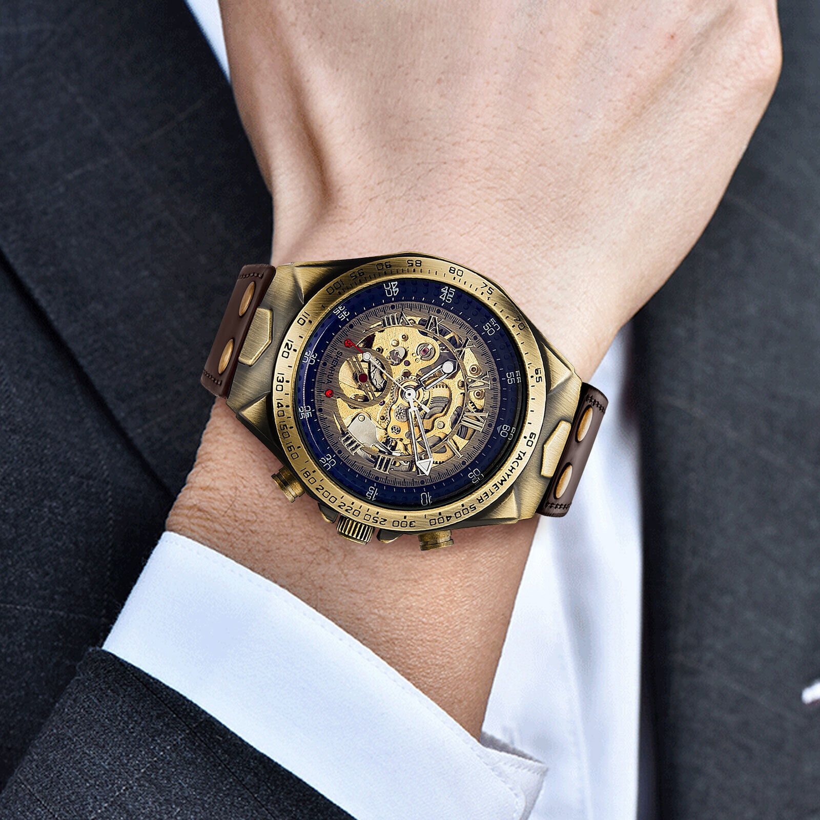 Men's Luxury Automatic Mechanical Watch - Skeleton Dial