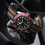 Tudor Heritage Black Bay STRAPS Black Dial Red Aluminum Bezel Automatic 41 Watch
