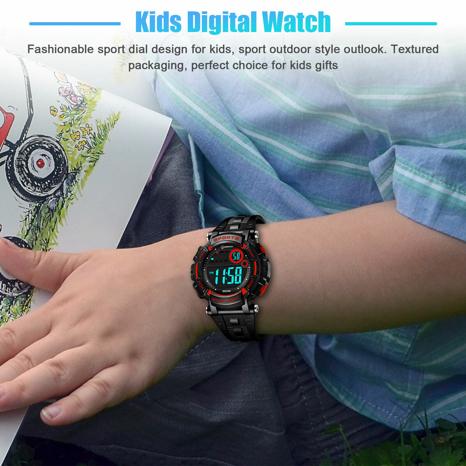 Waterproof LED Sports Watch for Kids