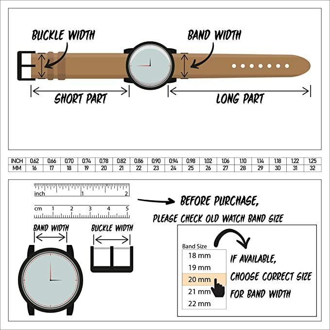 AHK Straps 21mm Leather Watch Band with Tool