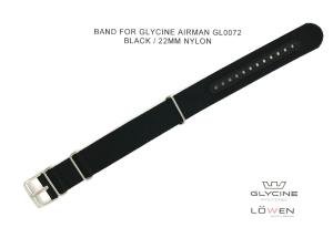 Authentic Glycine Airman GL0072 Black Nylon 22 MM Watch Band
