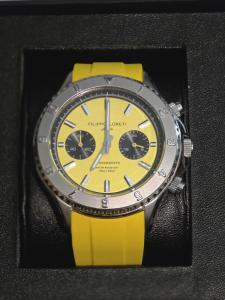 Filippo Loreti Ascari Tuscani Rubber Watch Yellow Dial Stainless Bezel Chrono