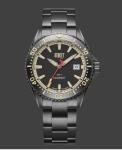 SERKET REEF X AUTOMATIC DIVER WATCH - VINTAGE BLACK ON BLACK DLC STEEL 43MM NEW