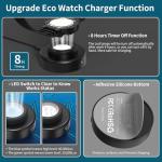 ECEEN Solar Watch Charger, 8H Timing Off with Men, Women & Square 3 Caps, LED UV Light Fast Charge Eco Driver Watches Compatible Casio/Tough/Protrek/Seiko/Citizen/Garmin/Timex/Bering/FANMIS (Black)