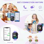 OKYUK Kids Smart Watch Gift for Girls Age 5-12, 4G Kids Watch 47 Games, HD Touch Screen Two-Way Calling Feature, School Settings, SOS, Birthday Gift for Boys and Girls Ages 7 8 9 10 (Purple)