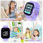 OKYUK Kids Smart Watch Gift for Girls Age 5-12, 4G Kids Watch 47 Games, HD Touch Screen Two-Way Calling Feature, School Settings, SOS, Birthday Gift for Boys and Girls Ages 7 8 9 10 (Purple)