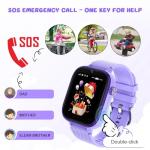 OKYUK Kids Smart Watch Gift for Girls Age 5-12, 4G Kids Watch 47 Games, HD Touch Screen Two-Way Calling Feature, School Settings, SOS, Birthday Gift for Boys and Girls Ages 7 8 9 10 (Purple)