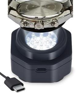 CoolFire - Type-C UV Free Solar Watch Fast Charger for All Eco Solar Watches for Men, Reloj Hombre Portable Battery Charger, for All Kinds of Sophisticated eco Solar Watches (Black)