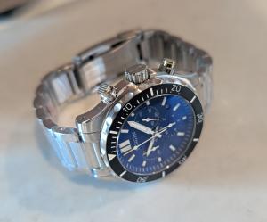 New Sangin Instruments Professional Chronograph Twilight Blue Brushed + Bracelet