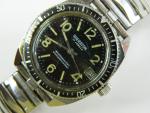 VINTAGE SHERATON 17J BLACK DIAL MENS DIVER WATCH - RUNS - GOOD TIMEKEEPER