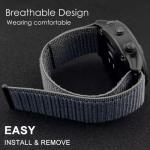 Abanen Hook and Loop Quick Dry Watch Band for Fenix 8 / epix Pro/Fenix 7/6/5 (47mm), 22mm Woven Nylon Ultralight Sport Wristband Strap for Garmin Instinct 2, Instinct 3 45mm (Black Grey)