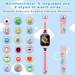 Kids Smart Watch Phone with 10 Games, MP3 Player Music Smartwatch with 2-Way Call Camera Alarm SOS Sports Wrist Watch for 3-14 Boys Girls Christmas Birthday Gifts, Free Dinosaurs Band (Peach Pink)
