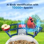Smart Bird Feeder with Camera,Bird House Camera with Solar Panel,FHD Birds Cam for Bird Watching, AI Identification,Auto Capture & Real-time Notifications,Ideal Gift for Birds Lovers,Parents,Friends
