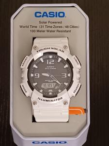 Casio Men's Solar Sport Combination Watch, White Glossy Resin Strap AQS810WC-7AV