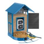 Bird Feeder with Camera with AI Identify Species, Wild Bird Watching, 2K Live View, Instant Arrival Alerts with 5W Solar Powered-Soliom BF08 Metal Blue