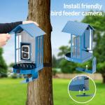 Bird Feeder with Camera with AI Identify Species, Wild Bird Watching, 2K Live View, Instant Arrival Alerts with 5W Solar Powered-Soliom BF08 Metal Blue