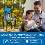 Bird Feeder with Camera with AI Identify Species, Wild Bird Watching, 2K Live View, Instant Arrival Alerts with 5W Solar Powered-Soliom BF08 Metal Blue