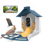 Bird Feeder with Camera,Smart Bird Feeder Camera with AI Identify Instant Notifications,FHD Live View,Birds Watching Camera with Solar Panel in Backyard,Ideal Gift for Family and Birds Lover,Navy Blue
