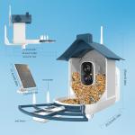 Bird Feeder with Camera,Smart Bird Feeder Camera with AI Identify Instant Notifications,FHD Live View,Birds Watching Camera with Solar Panel in Backyard,Ideal Gift for Family and Birds Lover,Navy Blue