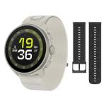 SUUNTO Run Sport Watch, Running GPS Watch Frost Gray (w/Textile Strap) & SUUNTO 22 ATH6 Silicone Strap All Black S+M