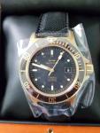 Glycine GL0186 Gold Black Leather 42mm automatic combat sub  20 ATM sapphire 