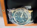 Glycine GL0186 Gold Black Leather 42mm automatic combat sub  20 ATM sapphire 