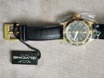 Glycine GL0186 Gold Black Leather 42mm automatic combat sub  20 ATM sapphire 