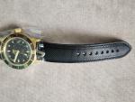 Glycine GL0186 Gold Black Leather 42mm automatic combat sub  20 ATM sapphire 