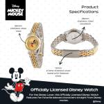 Disney Officially Licensed Mickey Mouse Watch, Stylish & Fun Mickey Mouse Watch for Women, Classic Watches Fans - Women's Gold Dial Watches with Multicolor Stainless Steel Strap
