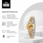Disney Officially Licensed Mickey Mouse Watch, Stylish & Fun Mickey Mouse Watch for Women, Classic Watches Fans - Women's Gold Dial Watches with Multicolor Stainless Steel Strap